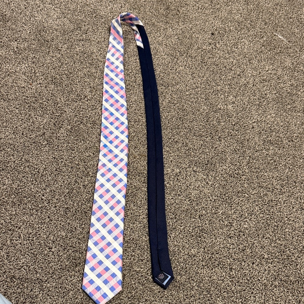 Tommy Hilfiger Pink and Blue Plaid Tie